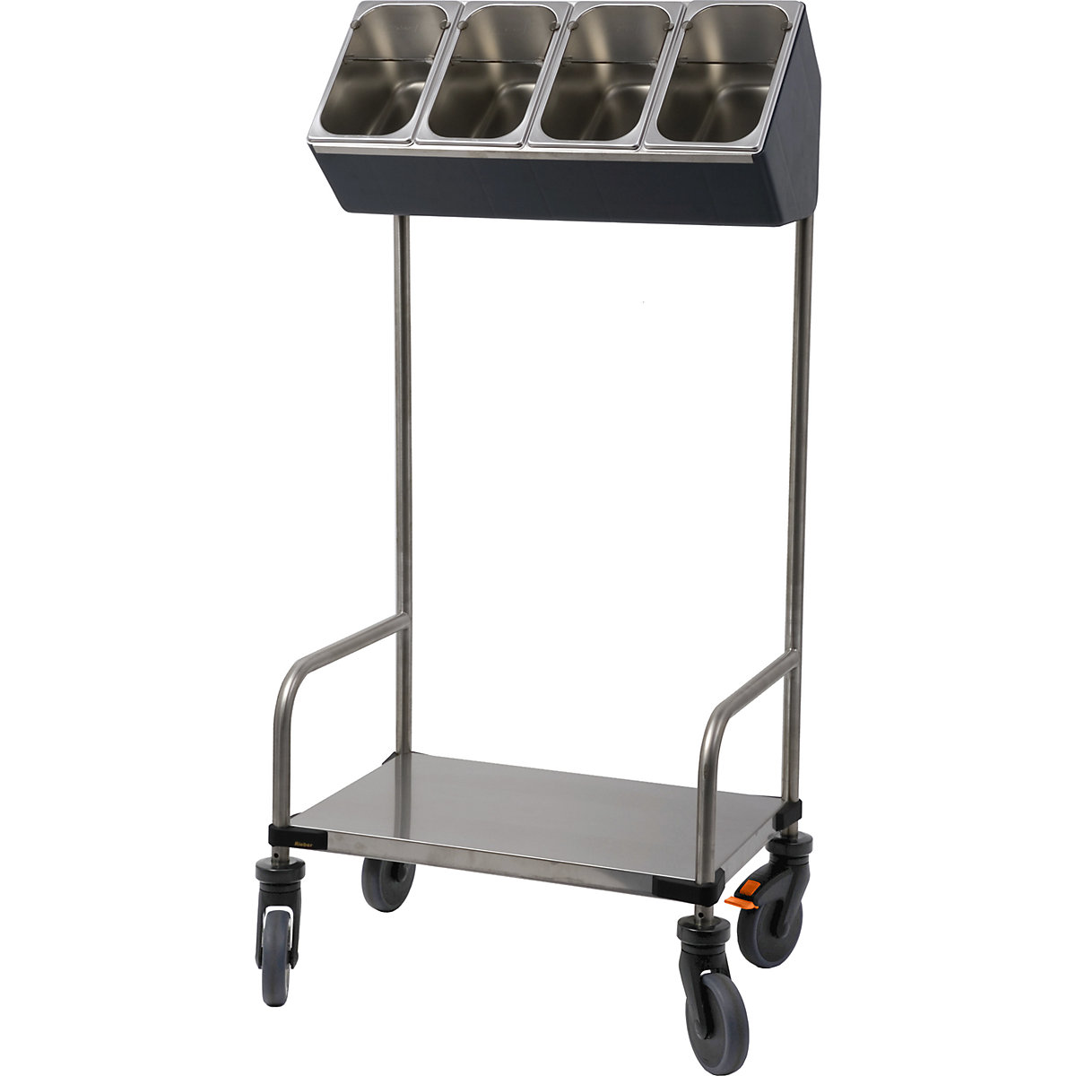 Stainless steel tray and cutlery trolley