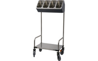 Stainless steel tray and cutlery trolley