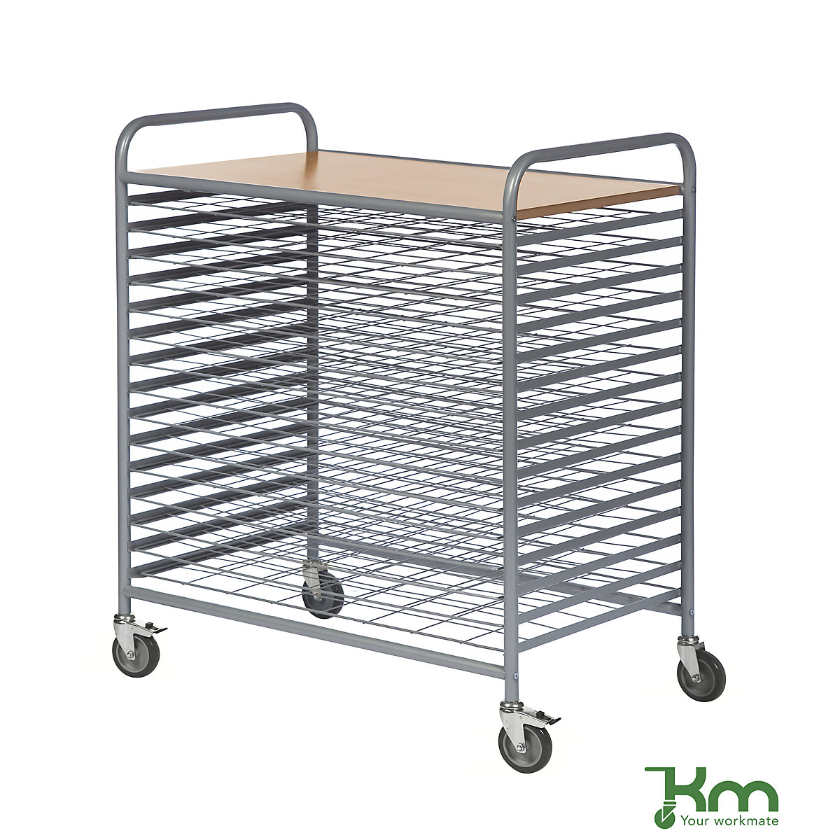Kongamek – Professional drying trolley, max. load 100 kg, 15 shelves
