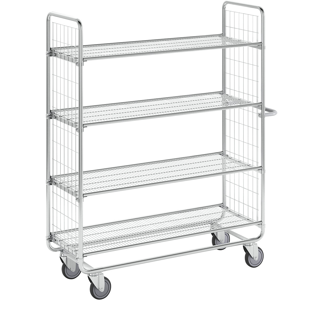 SERIES 100 mesh trolley – HelgeNyberg, 4 shelves, LxWxH 1380 x 460 x 1585 mm-1