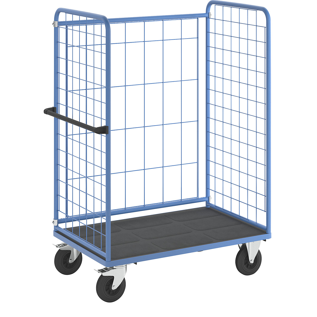 Shelf truck, wire mesh on three sides – eurokraft pro, max. load 500 kg, solid rubber tyres, platform LxW 1140 x 730 mm-11