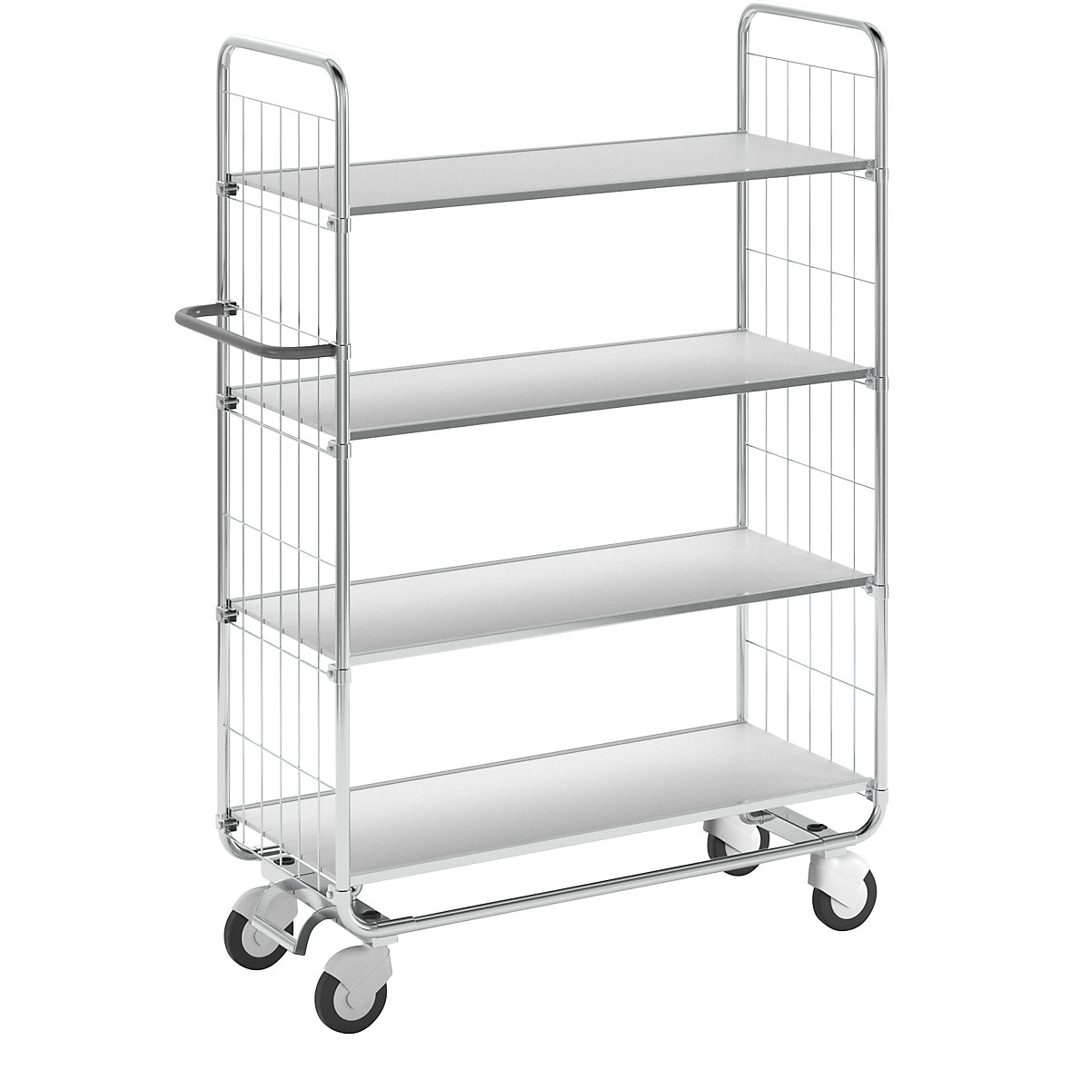 Zinc plated shelf truck – Kongamek, 4 shelves, LxWxH 1195 x 470 x 1590 mm-13