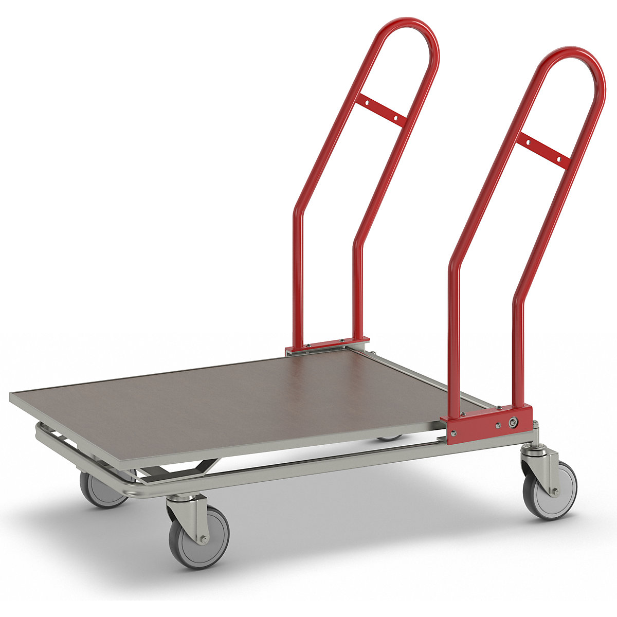 C+C platform trolley – Kongamek, max. load 200 kg, 2 push handles, with plywood shelf-9