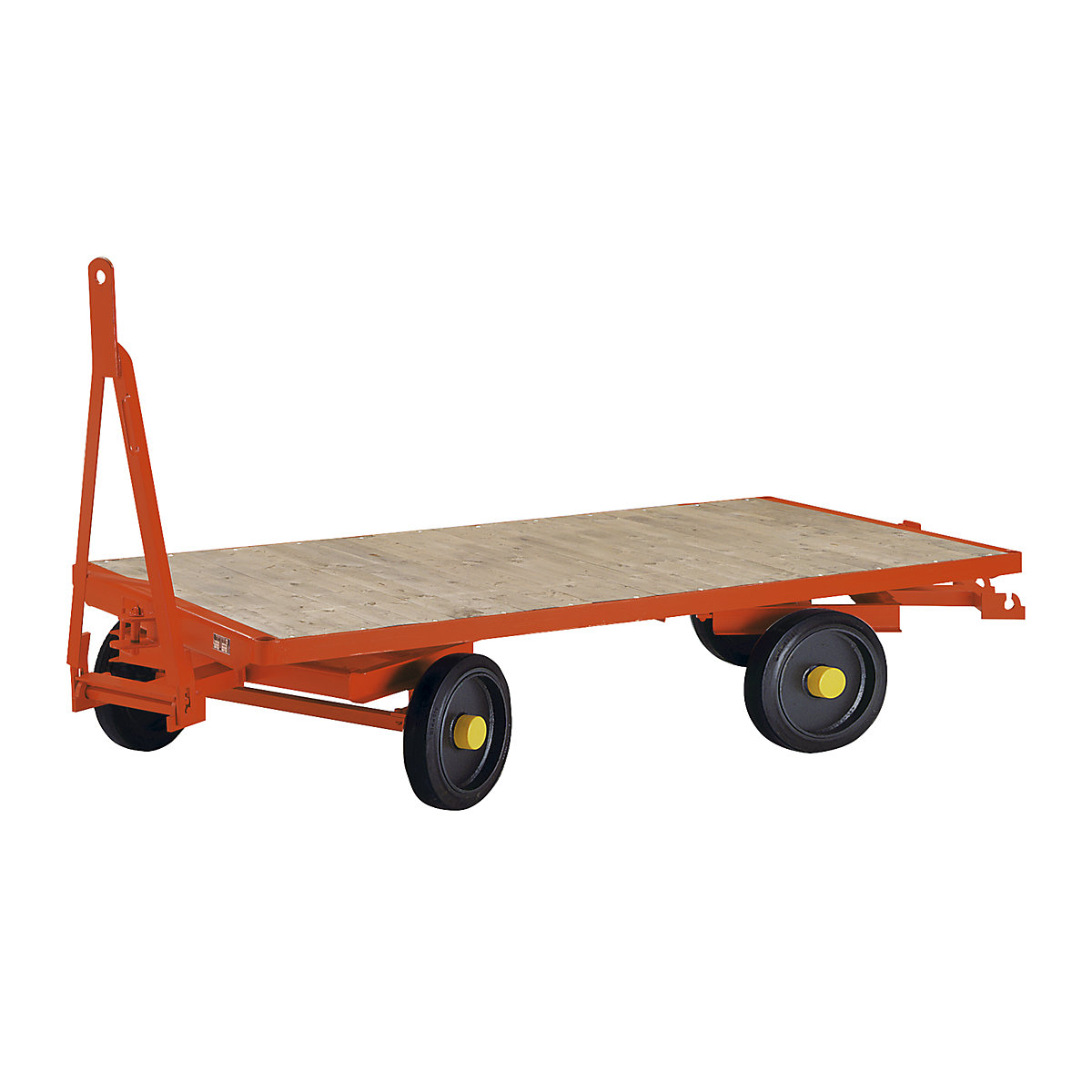 Trailer, 4-wheel double turntable steering, max. load 8 t, platform 4.0 x 2.0 m, solid rubber tyres