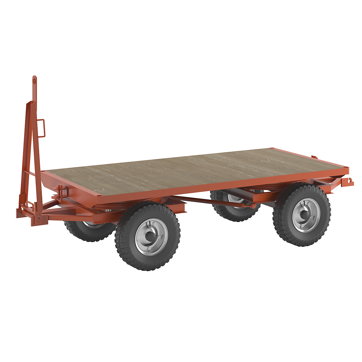 Trailer, 4-wheel double turntable steering, max. load 5 t, platform 2.5 x 1.25 m, pneumatic tyres-16