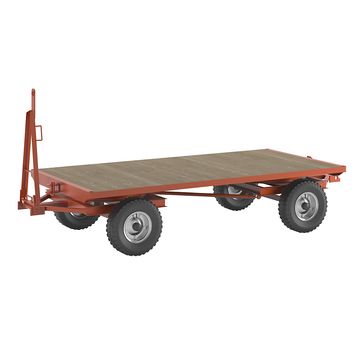 Trailer, 4-wheel double turntable steering, max. load 5 t, platform 3.0 x 1.5 m, pneumatic tyres-12