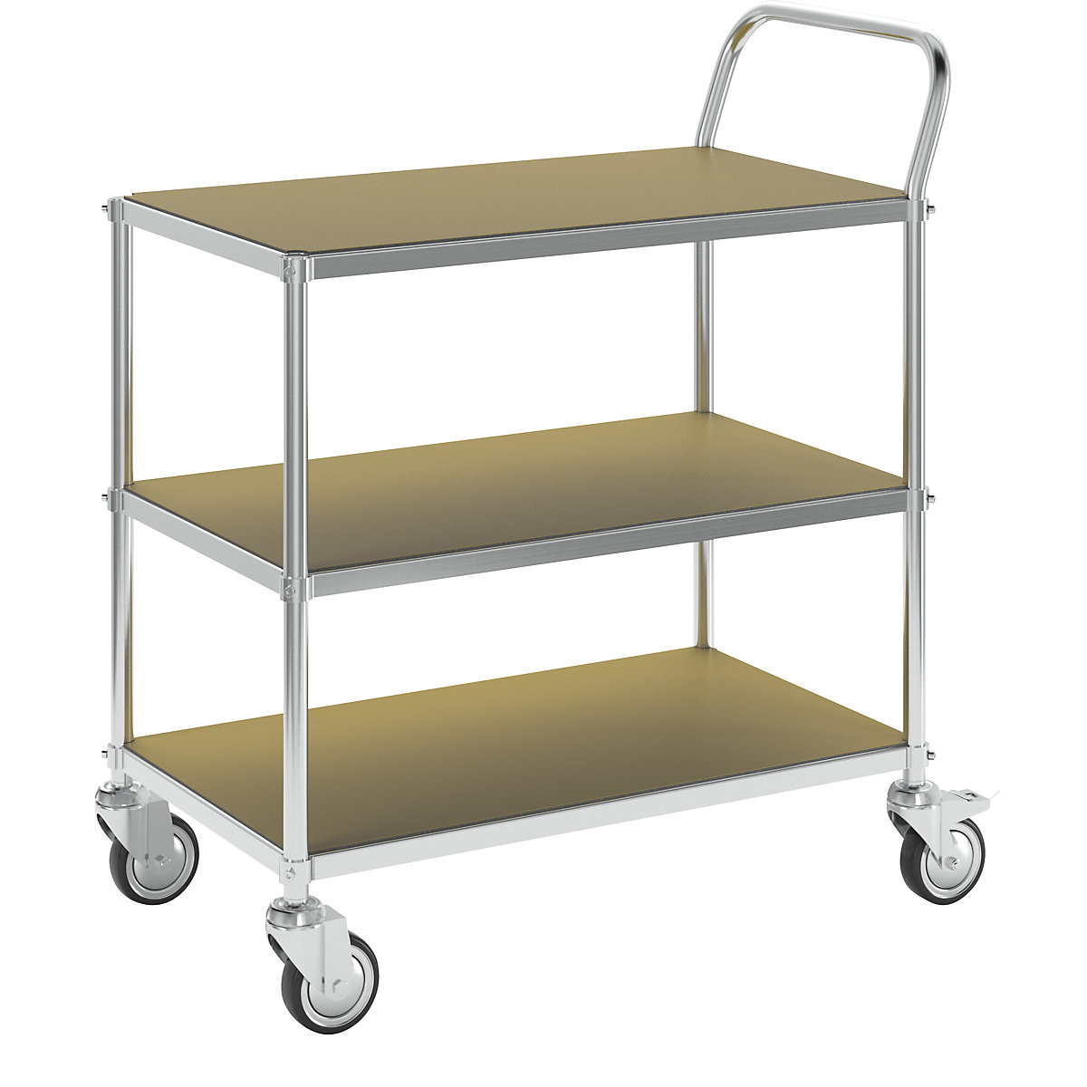 ESD-etagenwagen – Kongamek, 4 zwenkwielen, 3 laadvlakken, l x b x h = 850 x 435 x 950 mm, 2 met vastzetter-8