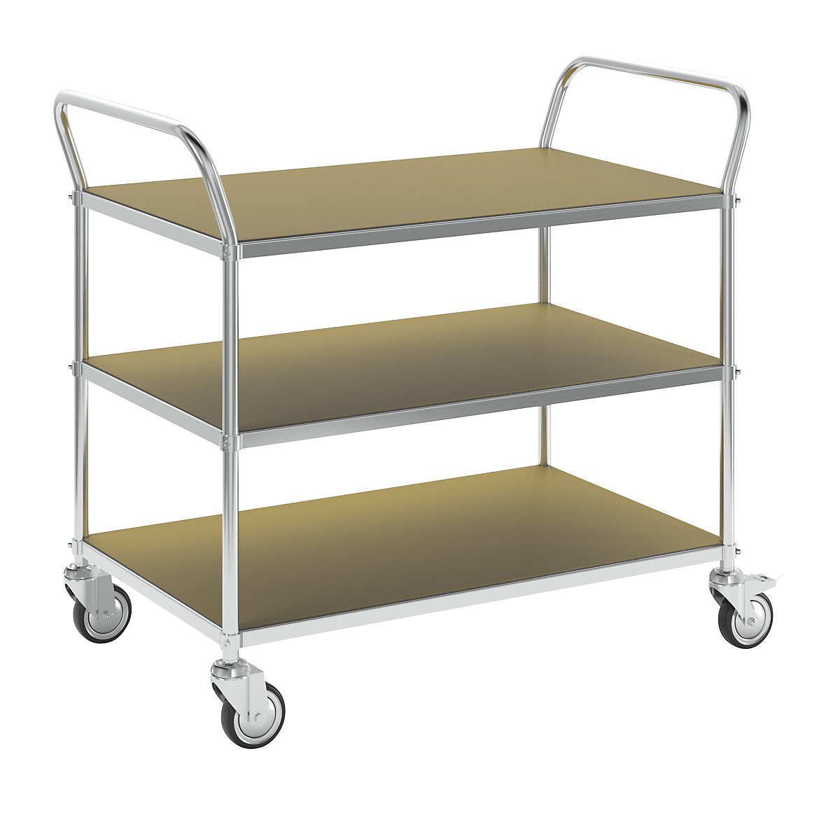 ESD-etagenwagen – Kongamek, 4 zwenkwielen, 3 laadvlakken, l x b x h = 1070 x 585 x 940 mm, 2 met vastzetter-3