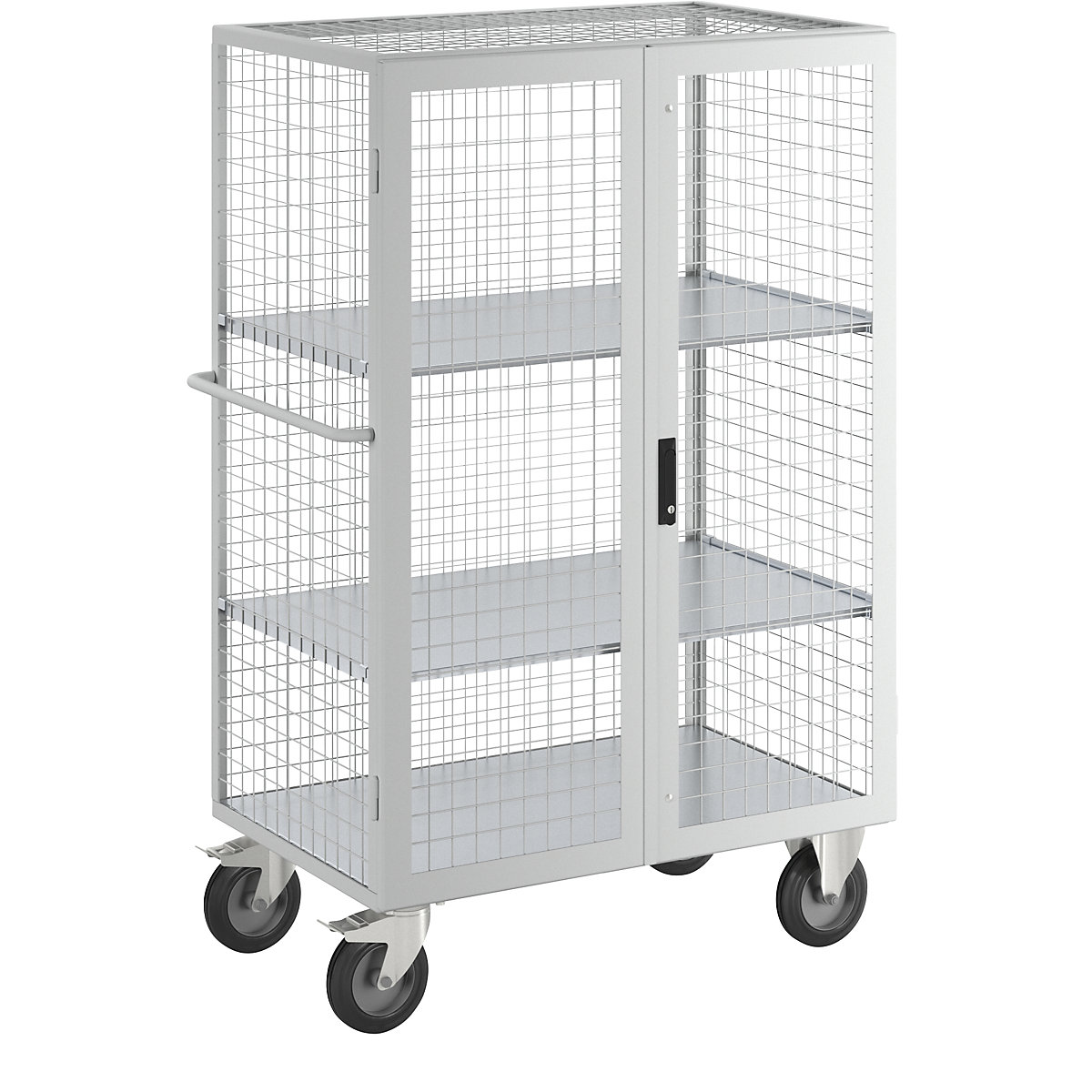ESD-etagewagen – eurokraft pro, dubbele vleugeldeur, 2 etagevlakken, lichtgrijs-2
