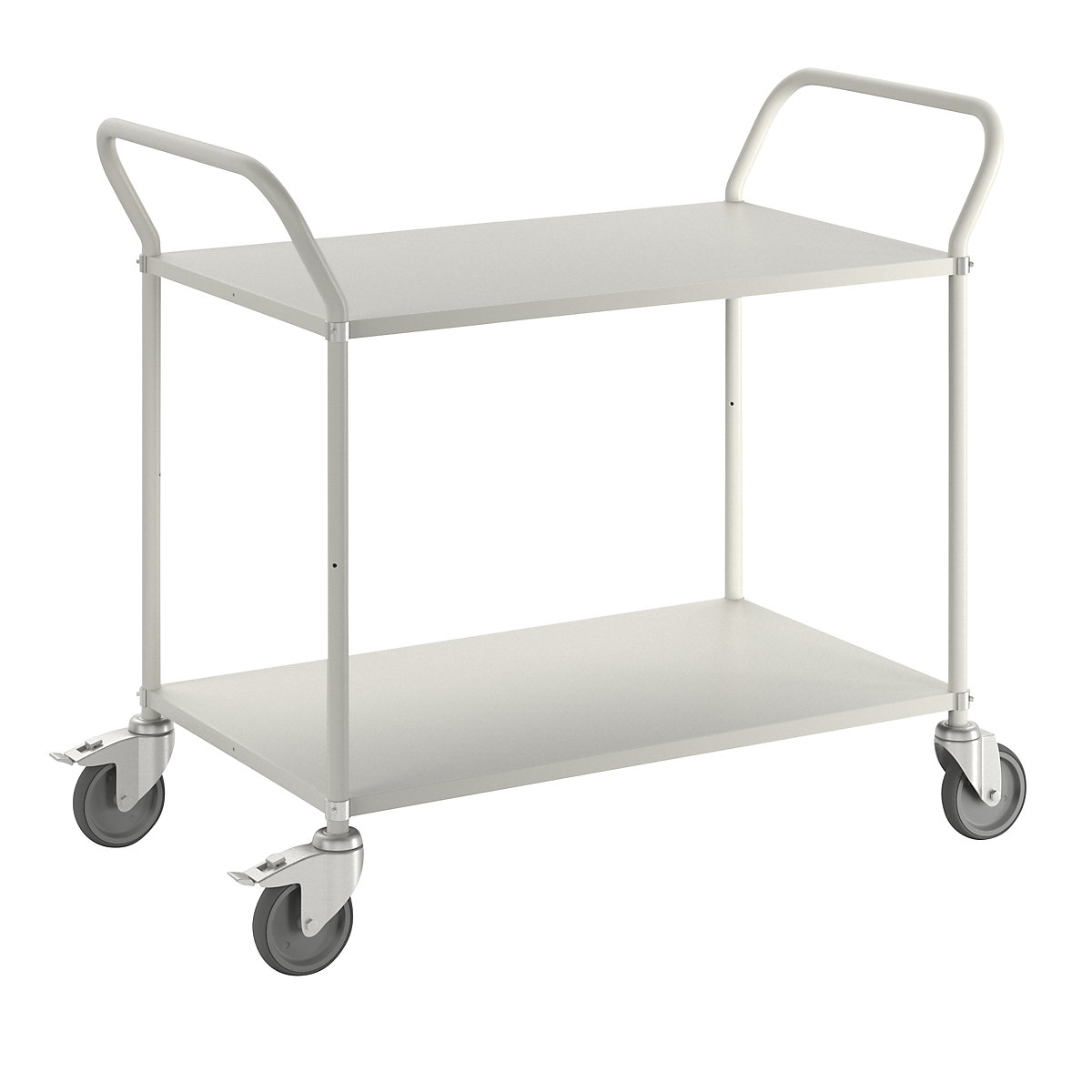 Lichte etagewagen hoogte 940 mm – Kongamek, met 2 metalen legborden, wit, 2 zwenkwielen met rem-5