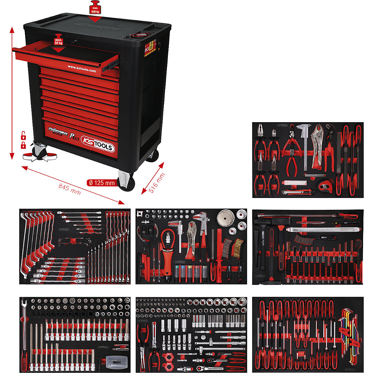 Werkplaatswagen PERFORMANCE PLUS met gereedschap – KS Tools