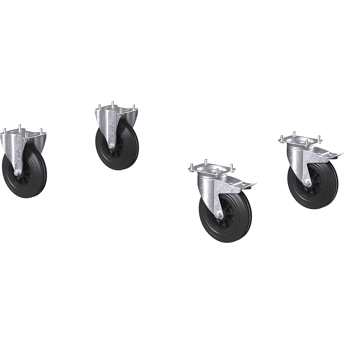 Jogo de rodas para carro de montagem/andares CustomLine – eurokraft pro (Imagem do produto 3)-2