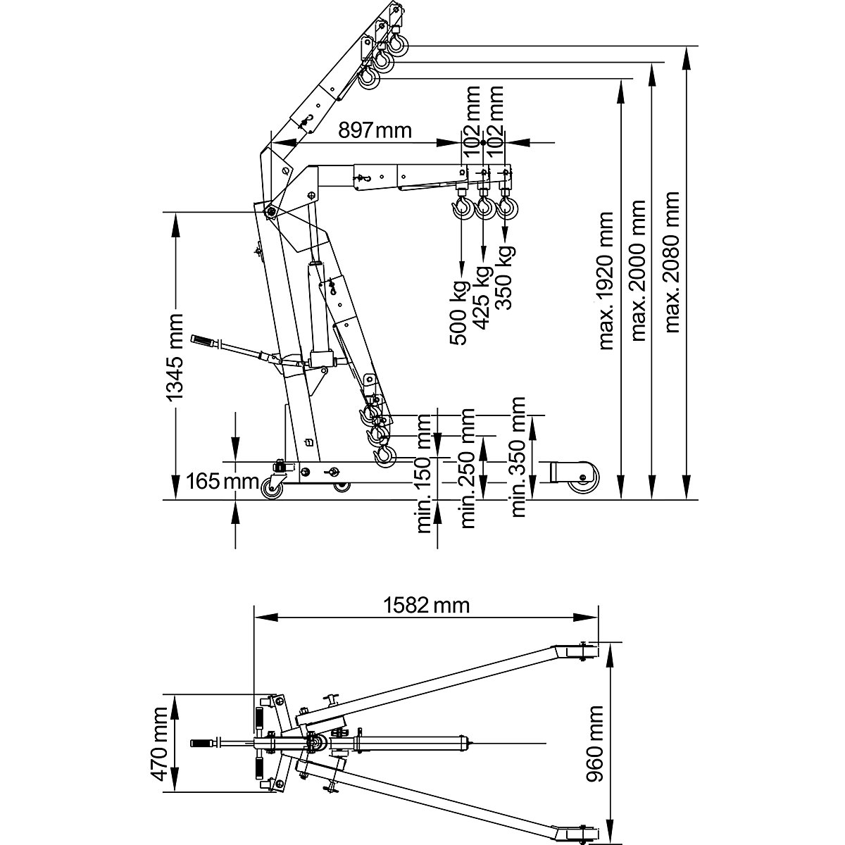 Grua de oficina GREY – eurokraft basic (Imagem do produto 11)-10