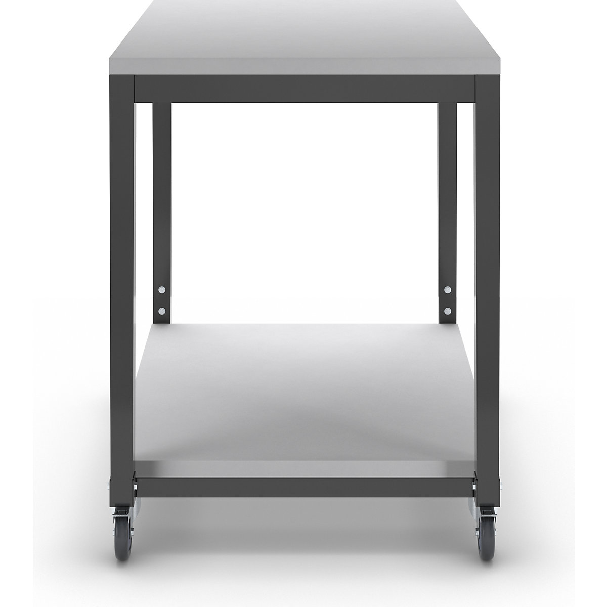 Mesa com rodas e 2 prateleiras, reguláveis em altura – eurokraft basic (Imagem do produto 5)-4