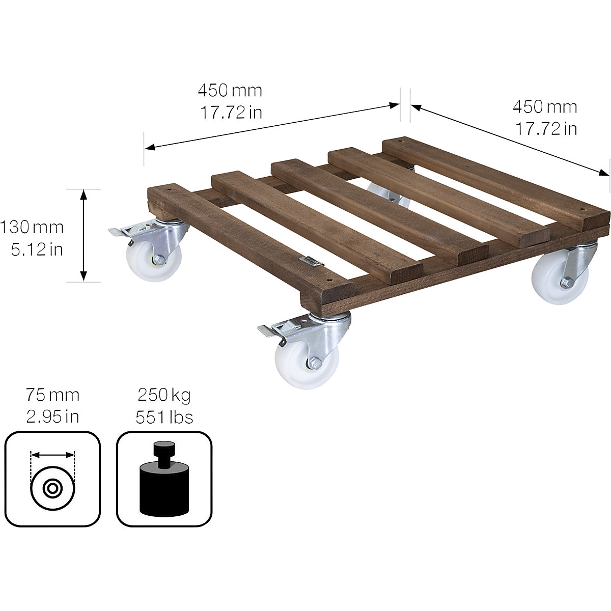 Suporte de rodas para plantas em madeira PALETTI – Wagner (Imagem do produto 2)-1