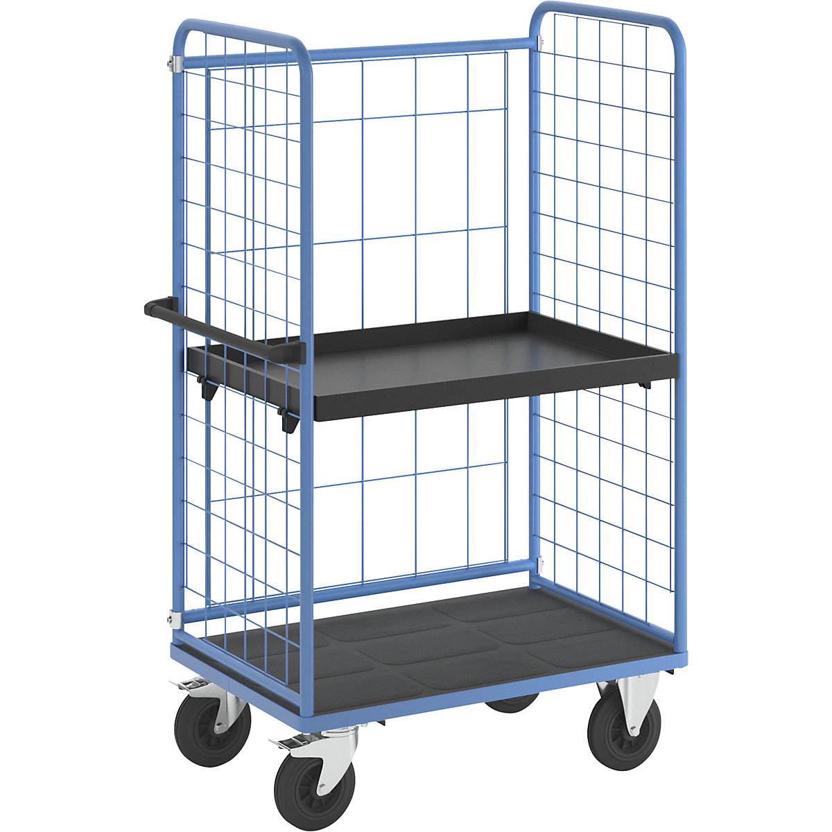 Carro con pisos, rejilla de alambre por tres lados &ndash; eurokraft pro