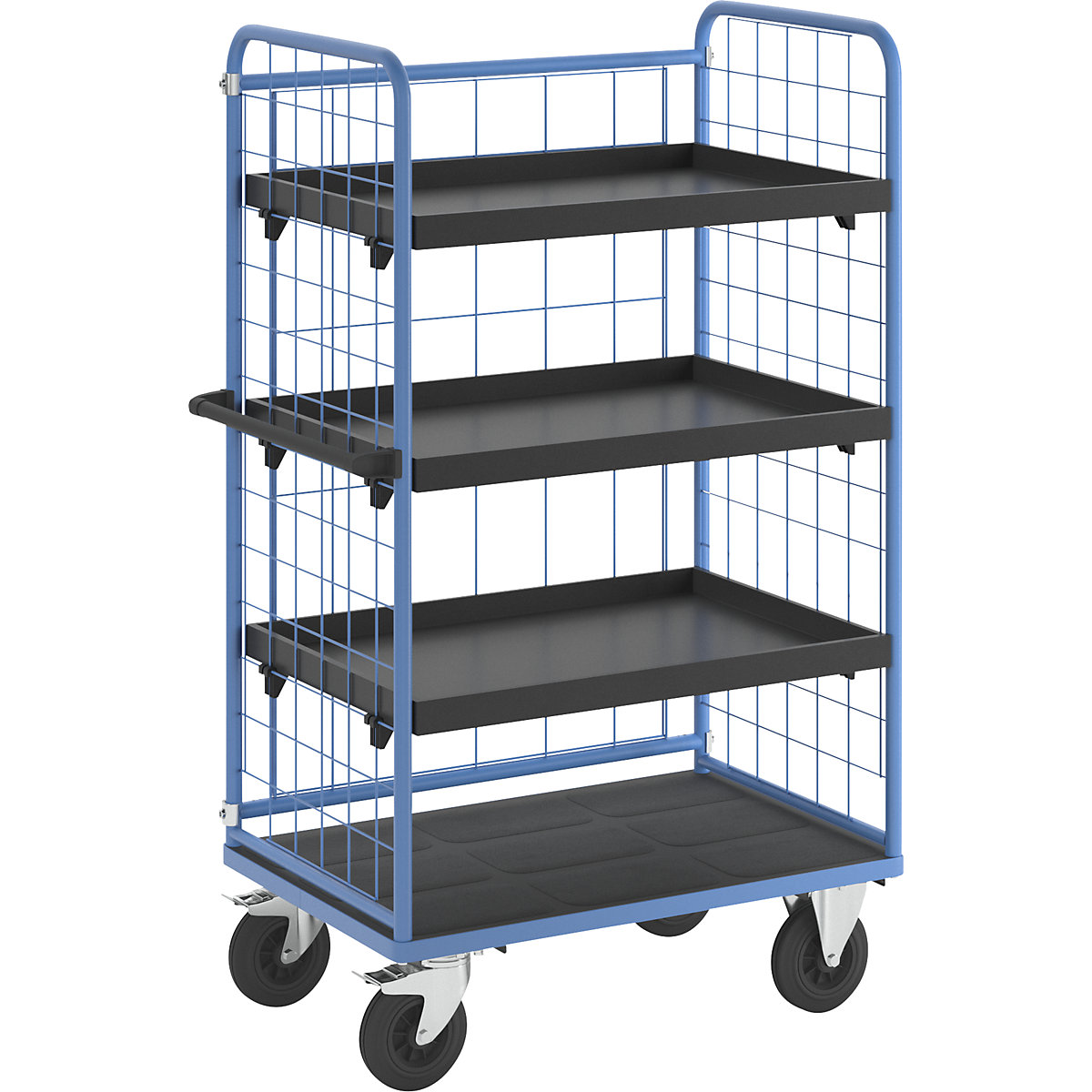Carro con pisos, rejilla de alambre por tres lados &ndash; eurokraft pro