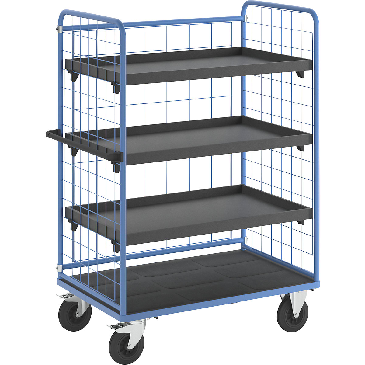 Carro con pisos, rejilla de alambre por tres lados &ndash; eurokraft pro