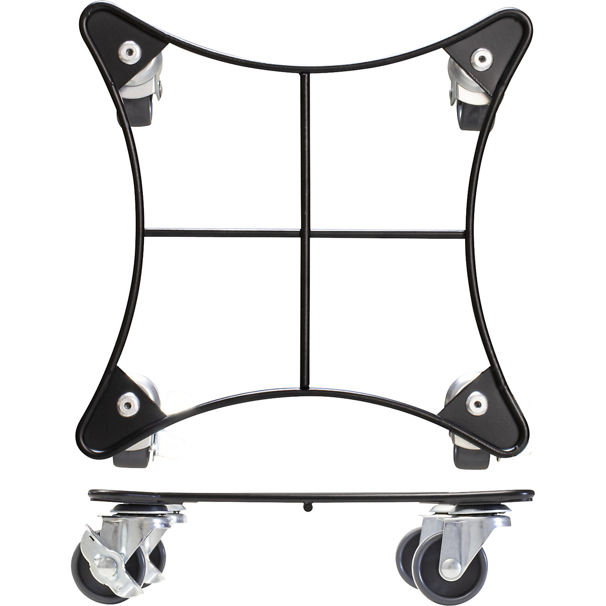 Base Con Ruedas Para Macetas De Metal Cuadrado | Soportes Con Frenos Y Carga Pesada | Exterior E Interior | Medidas 25x30 Cm En Negro