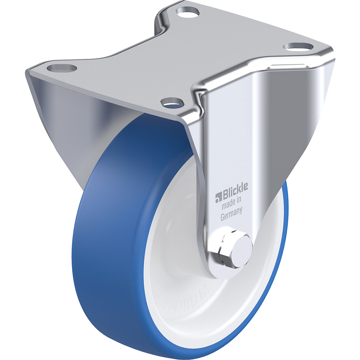 Roda em TPU, corpo em aço inoxidável com placa - Blickle