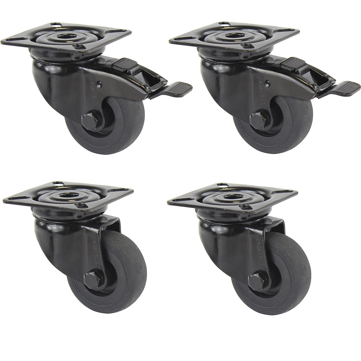 Cubierta de caucho negro, termoplástico, con placa de montaje, juego en oferta &ndash; Proroll