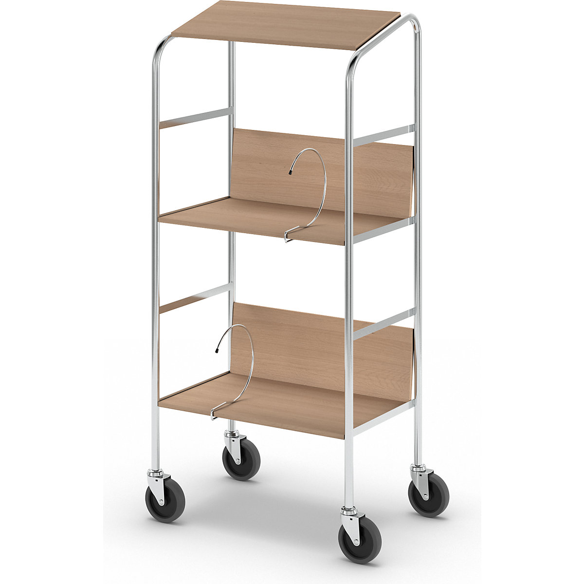 Aktenordnerwagen mit Ablageboden, verchromt HelgeNyberg (Produktabbildung 5)-4