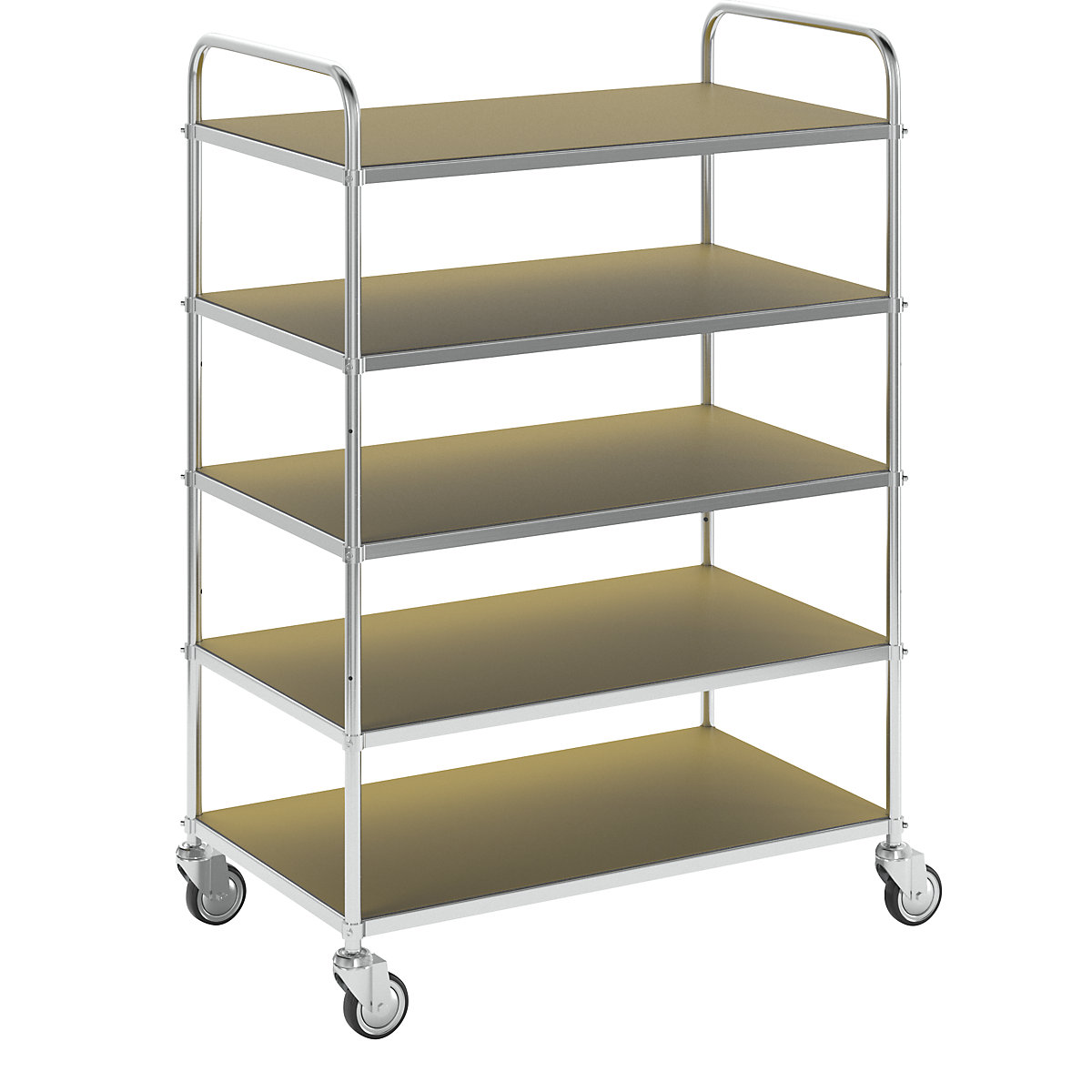 ESD-Etagenwagen Kongamek, 4 Lenkrollen, 5 Ladeflächen, LxBxH 980 x 585 x 1445 mm-2