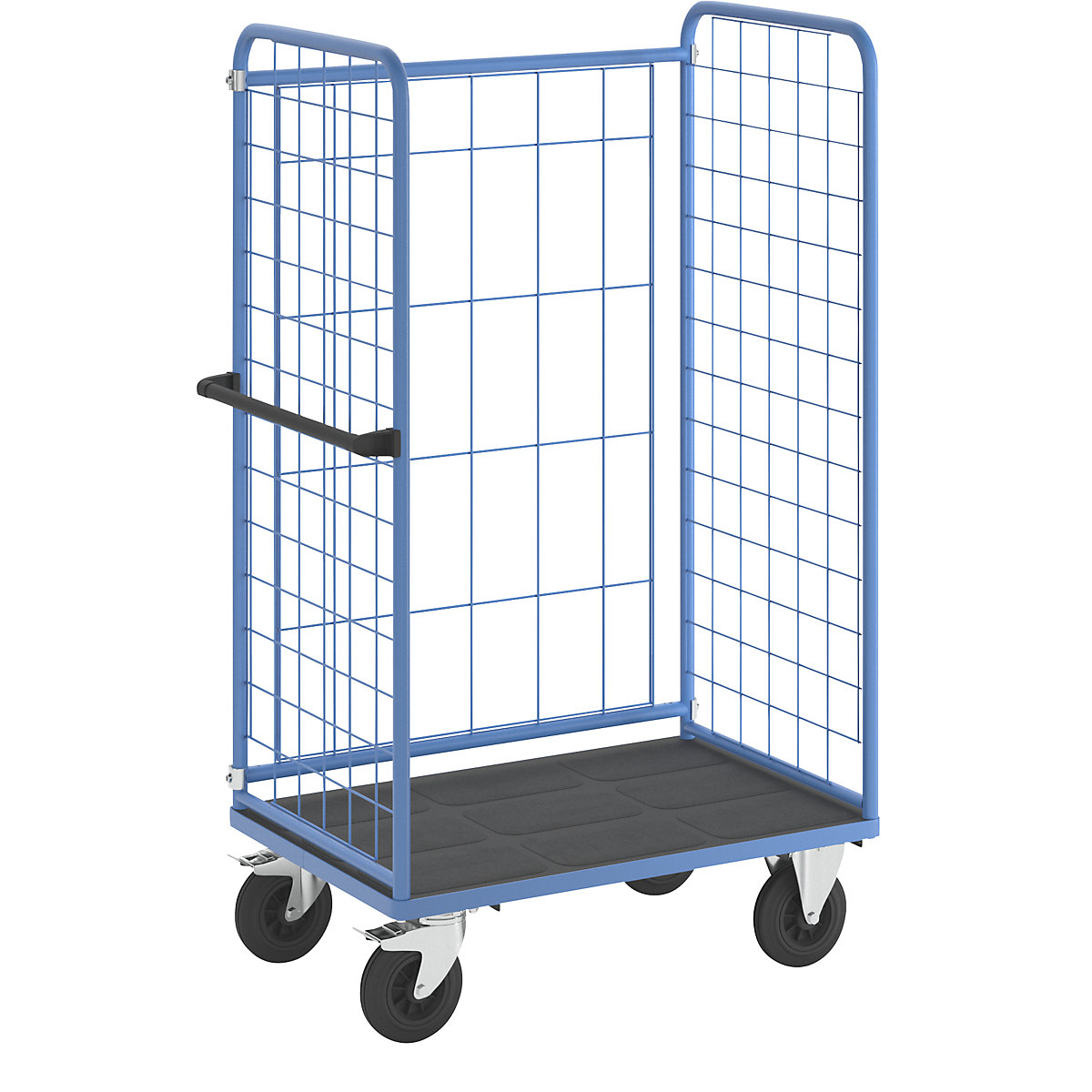 Etagenwagen, Drahtgitter dreiseitig eurokraft pro, Tragfähigkeit 500 kg, Vollgummireifen, Ladefläche LxB 975 x 655 mm-1