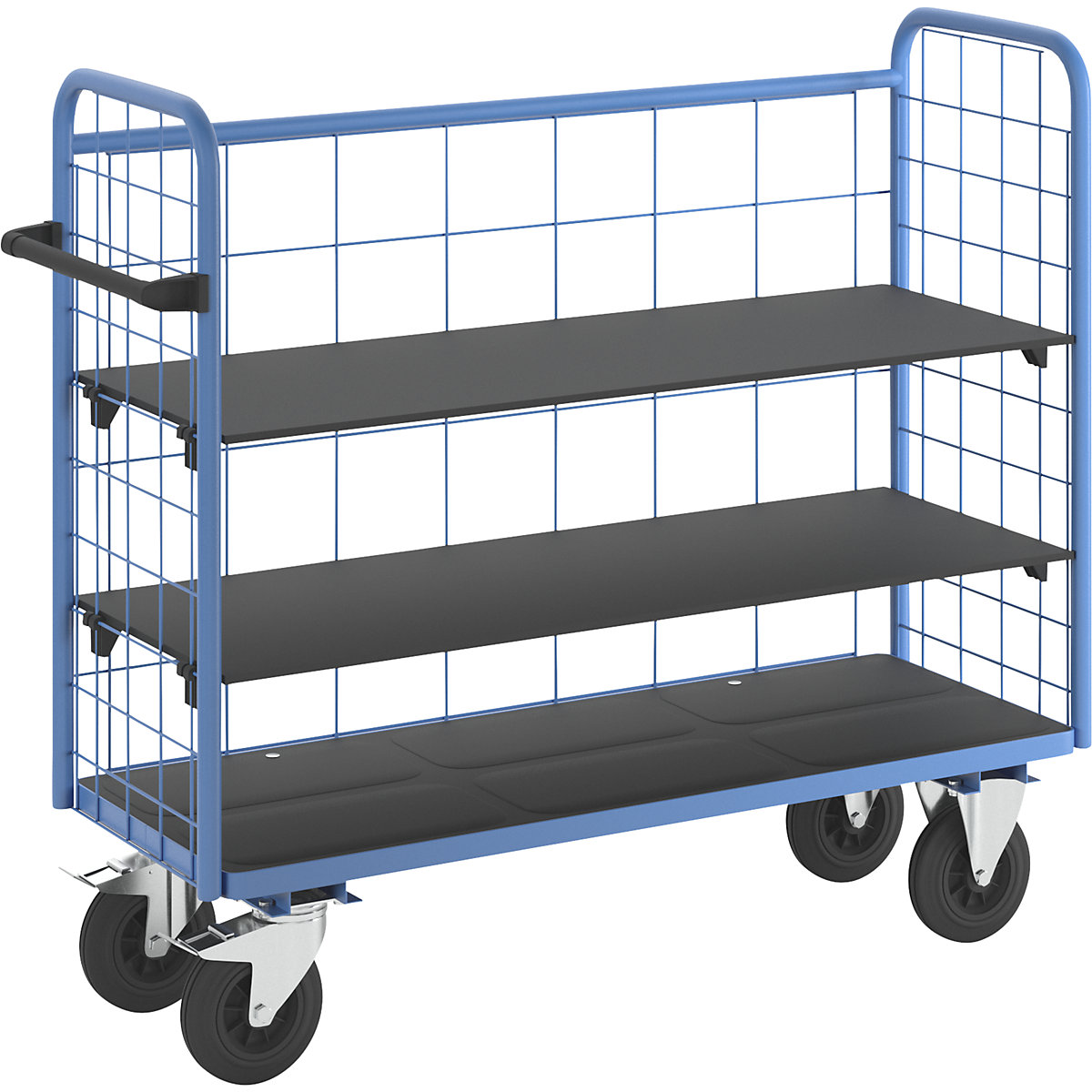 Etagenwagen eurokraft pro, mit Gitterwänden, 3-seitig, Länge 1380 mm, inkl. 2 Etagenböden-7