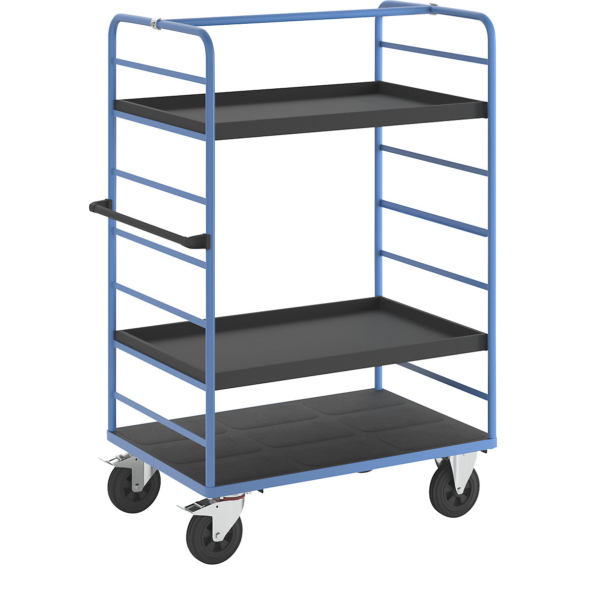 Etagenwagen eurokraft pro, 2 Seitenwände, Ladefläche 1175 x 800 mm, 3 Etagen, mit Rand, Vollgummi-18