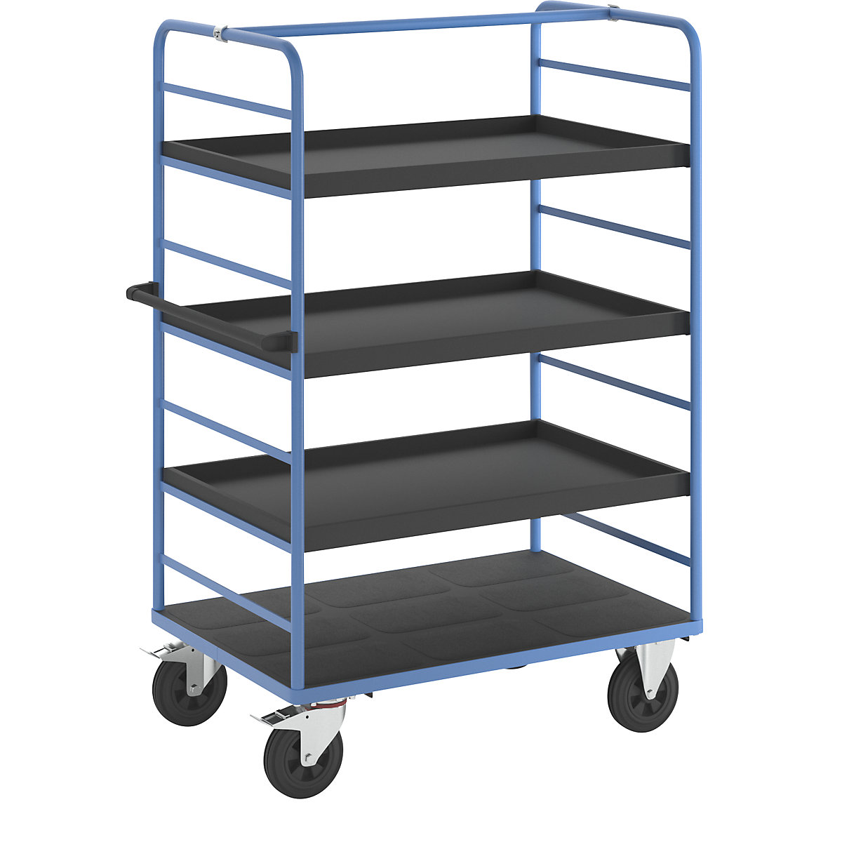 Etagenwagen eurokraft pro, 2 Seitenwände, Ladefläche 1175 x 800 mm, 4 Etagen, mit Rand, Vollgummi-1