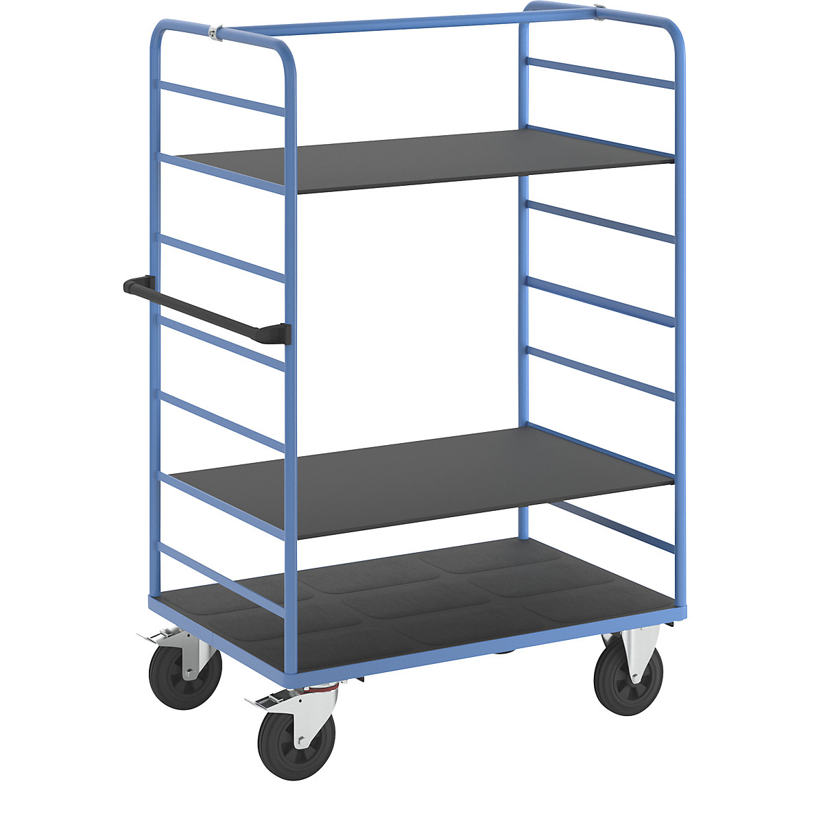 Etagenwagen eurokraft pro, 2 Seitenwände, Ladefläche 1175 x 800 mm, 3 Etagen, Vollgummi-24