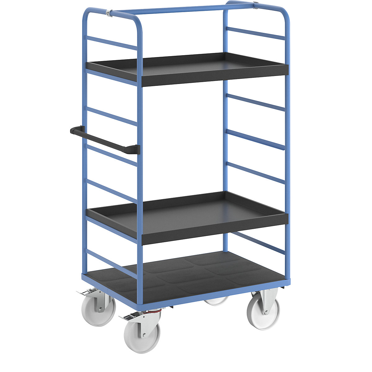 Etagenwagen eurokraft pro, 2 Seitenwände, Ladefläche 975 x 700 mm, 3 Etagen, mit Rand, Polyamid-2