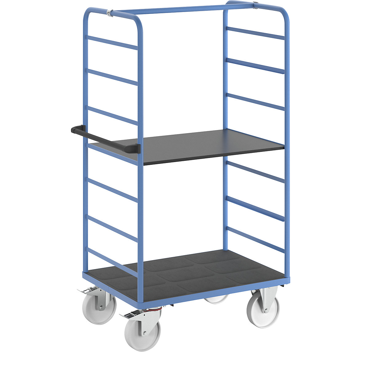 Etagenwagen eurokraft pro, 2 Seitenwände, Ladefläche 975 x 700 mm, 2 Etagen, Polyamid-21