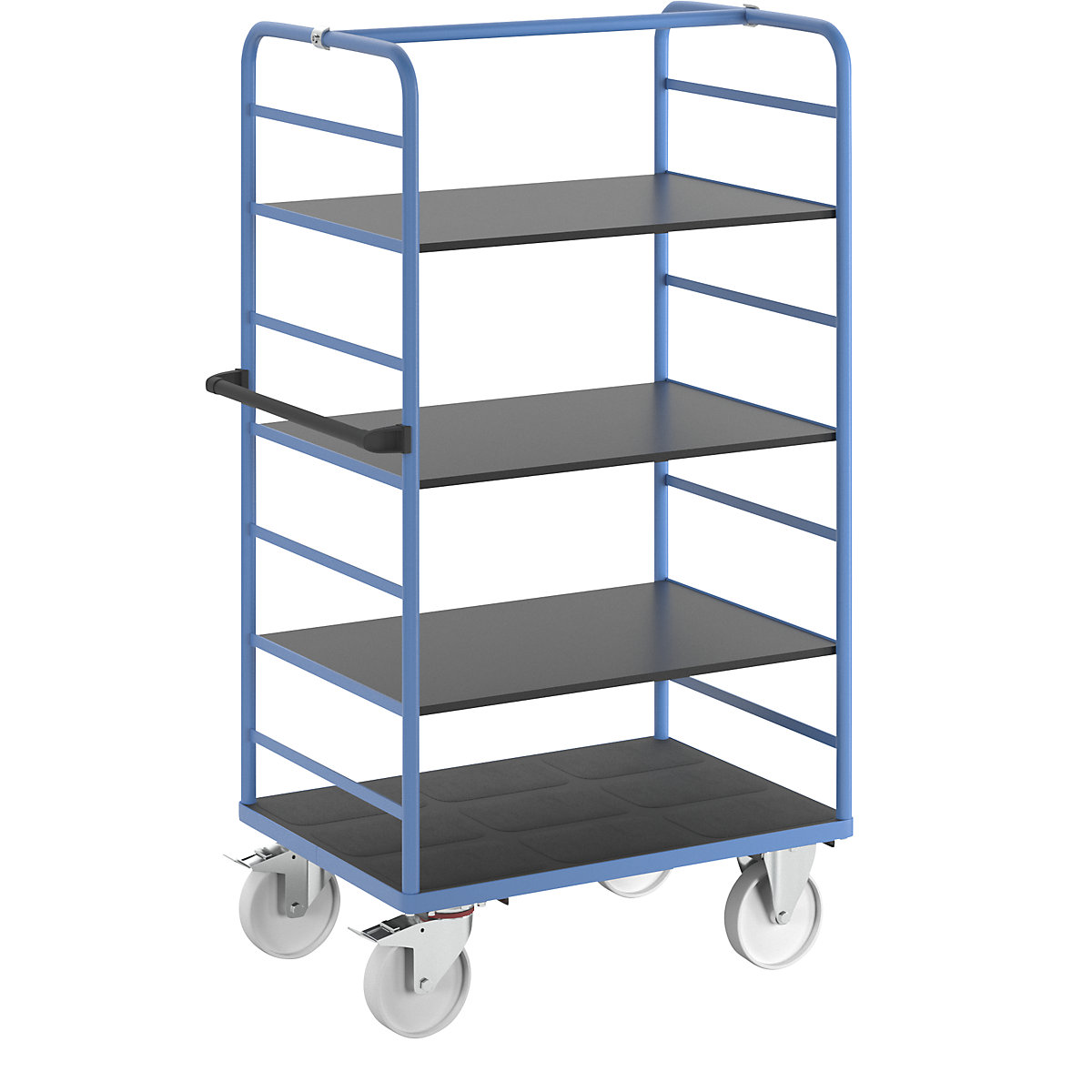 Etagenwagen eurokraft pro, 2 Seitenwände, Ladefläche 975 x 700 mm, 4 Etagen, Polyamid-15