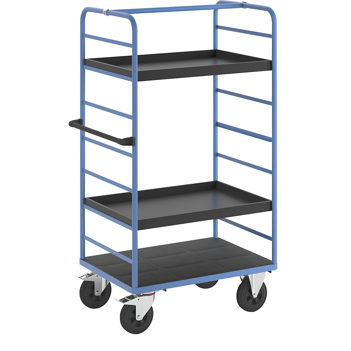 Etagenwagen eurokraft pro, 2 Seitenwände, Ladefläche 975 x 700 mm, 3 Etagen, mit Rand, Vollgummi-11
