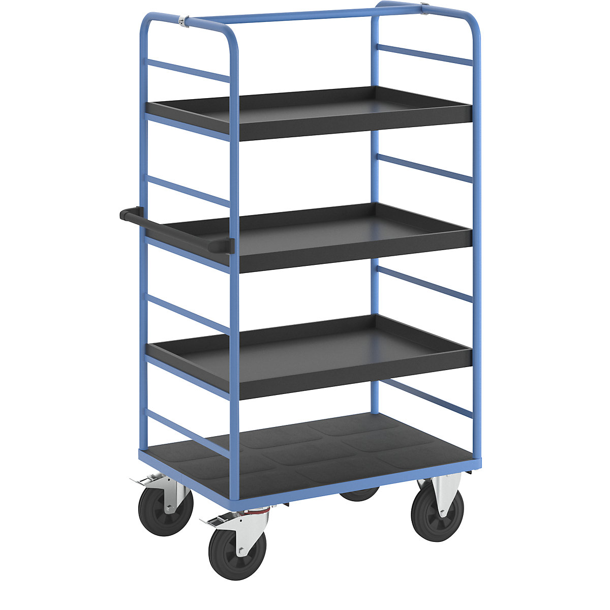 Etagenwagen eurokraft pro, 2 Seitenwände, Ladefläche 975 x 700 mm, 4 Etagen, mit Rand, Vollgummi-23