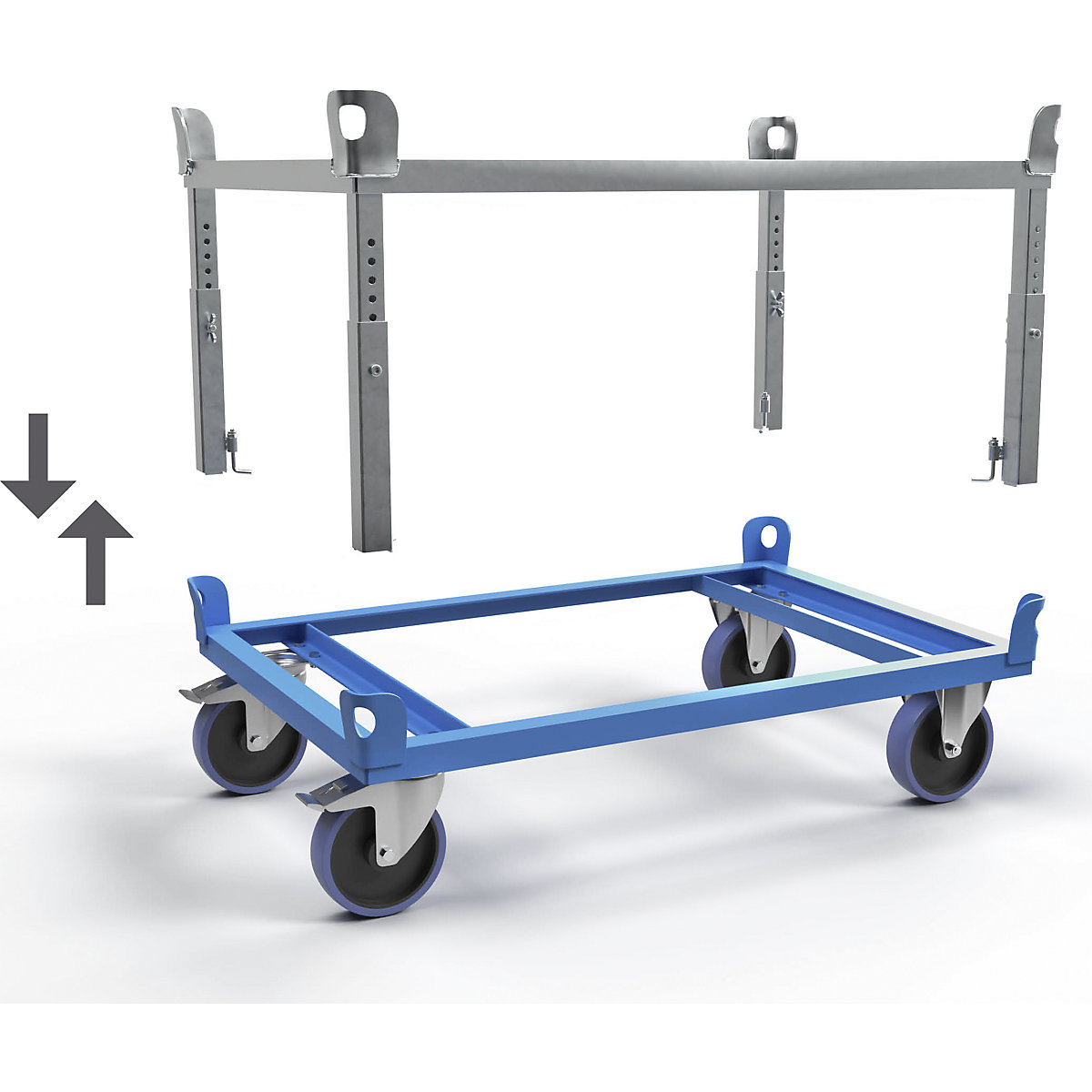 Paletten-Fahrgestell mit Aufsetzrahmen eurokraft pro (Produktabbildung 10)-9