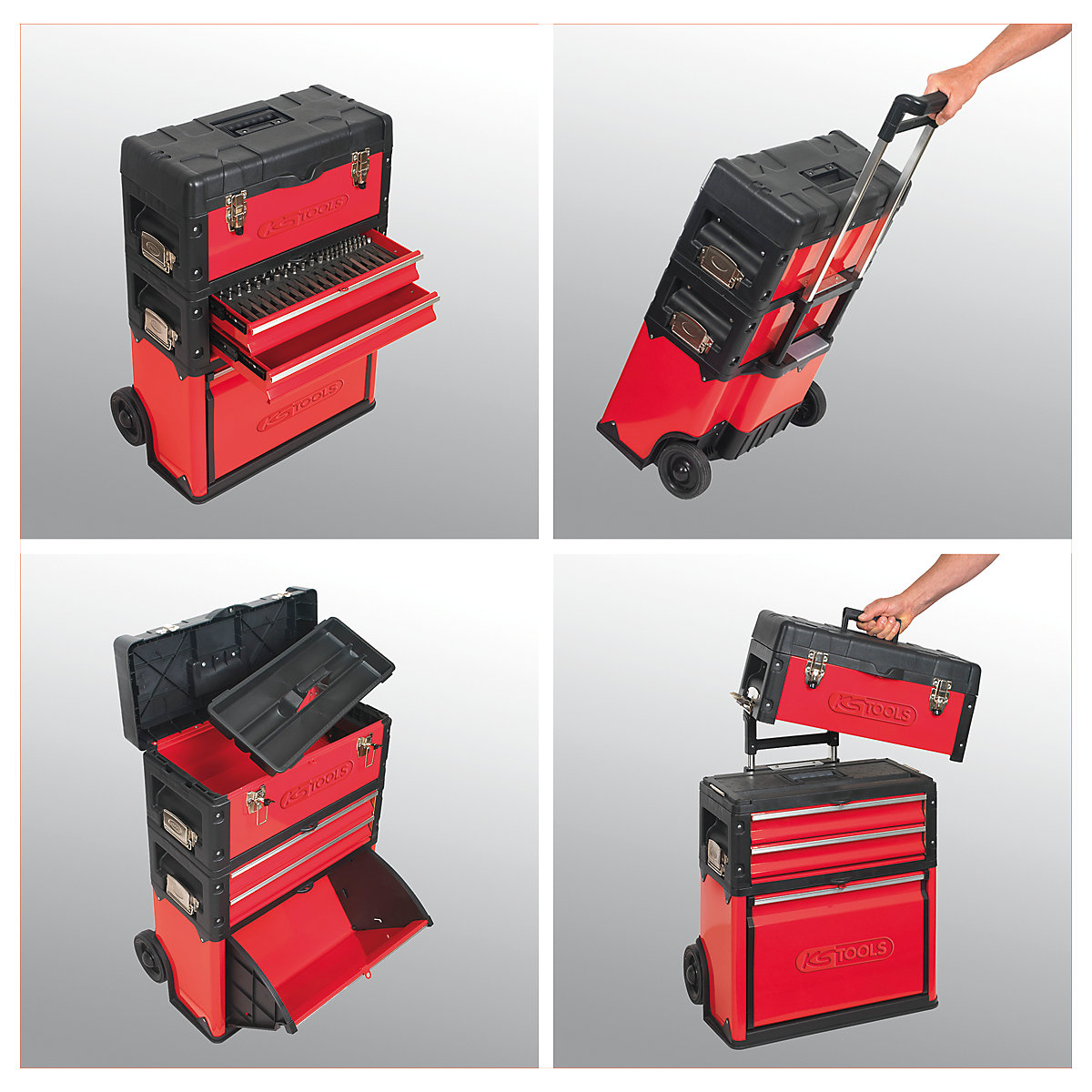 Fahrbarer Kunststoff-Stahlblech-Werkzeugkasten KS Tools (Produktabbildung 7)-6