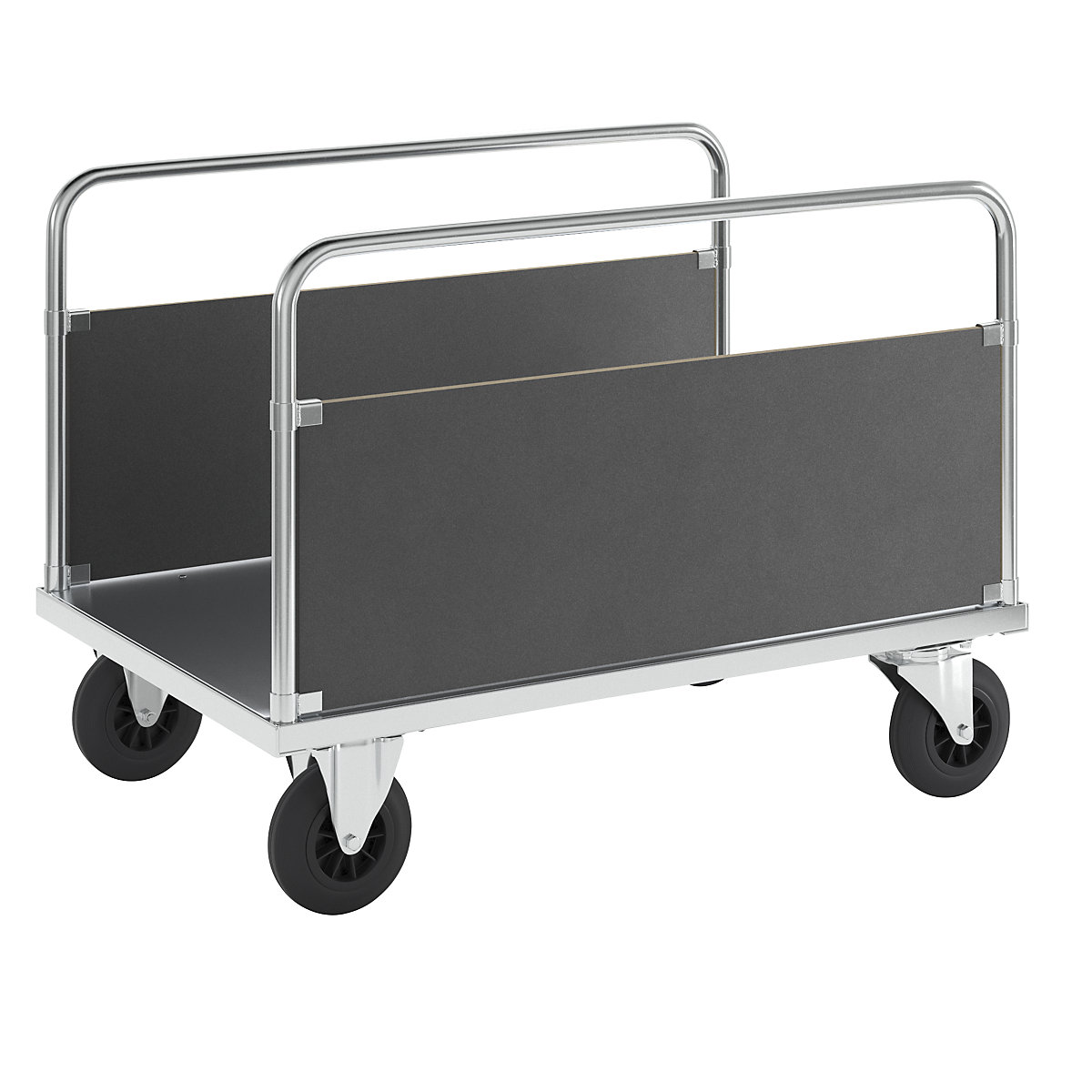 Ploski voziček, nosilnost 500 kg – Kongamek, 2 stranski steni, DxŠxV 1200 x 800 x 900 mm, brez zavore-8