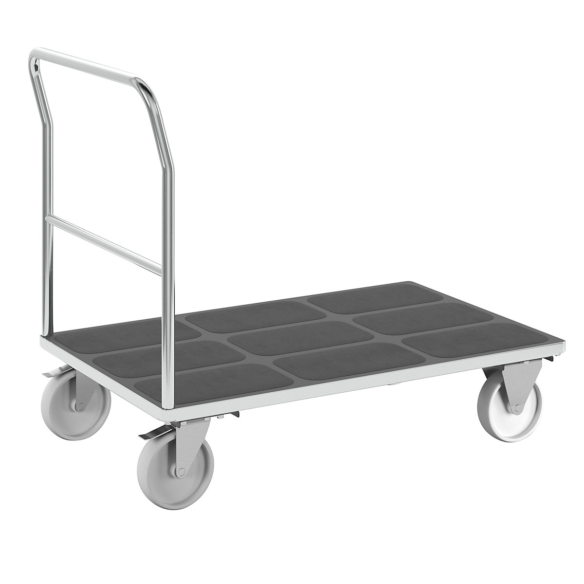 Ploski voziček – eurokraft pro, cevni potisni ročaj, poliamidna kolesa, DxŠ 1250 x 800 mm, pocinkana izvedba-13