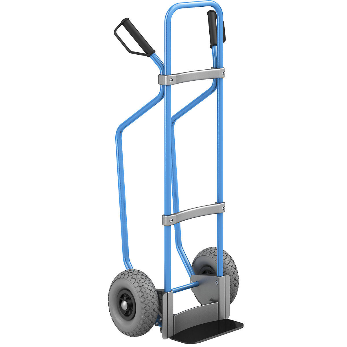 Voziček za prevoz vreč z drsnimi sanmi, modre barve – eurokraft pro, nakladalna površina ŠxG 280 x 140 mm, črne barve, PU-kolesa, od 2 kosov-1