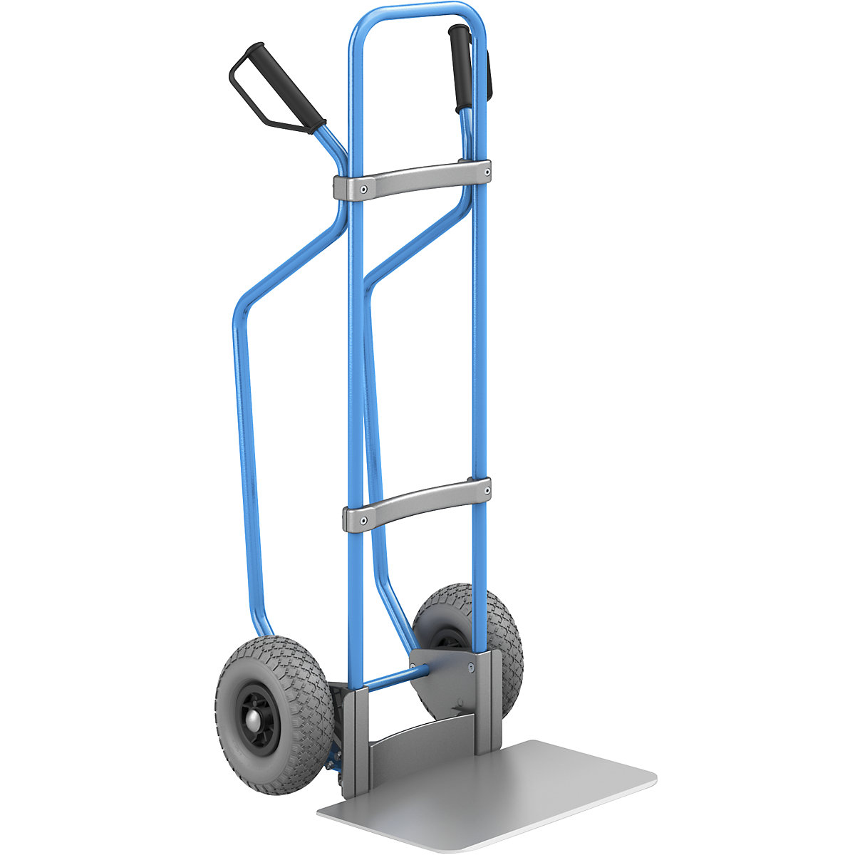 Voziček za prevoz vreč z drsnimi sanmi, modre barve – eurokraft pro, nakladalna površina ŠxG 450 x 350 mm, aluminij, PU-kolesa, od 2 kosov-1