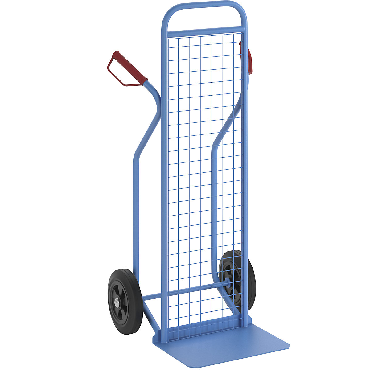 Ročni voziček z zadnjo steno iz žičnate mreže – eurokraft pro, model: jeklen voziček za zlaganje, s kolesi iz polne gume-9