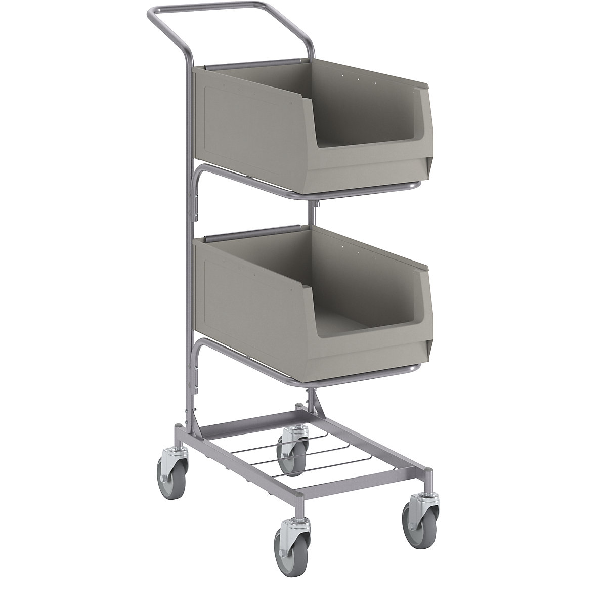 Servisni voziček, z 2 odprtima skladiščnima posodama, srebrno siva, svilnat sijaj-9
