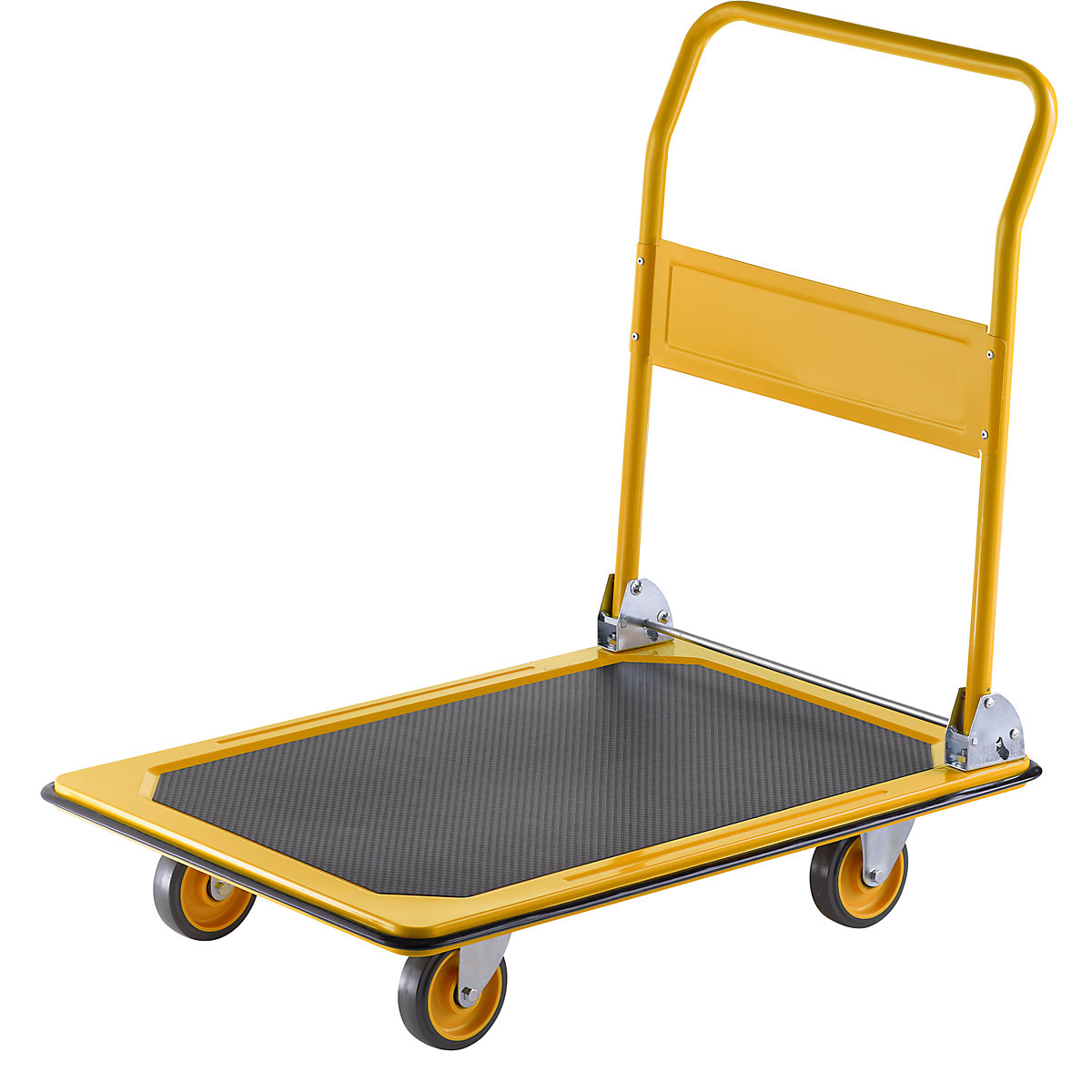 Profesionalna kolica s platformom – eurokraft basic, nosivost 300 kg, u dinja žutoj boji, PU kotači, od 2 kom.-6