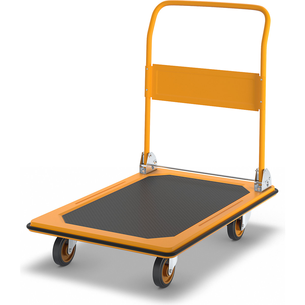 Profesionalna kolica s platformom – eurokraft basic, nosivost 300 kg, u dinja žutoj boji, PU kotači-7