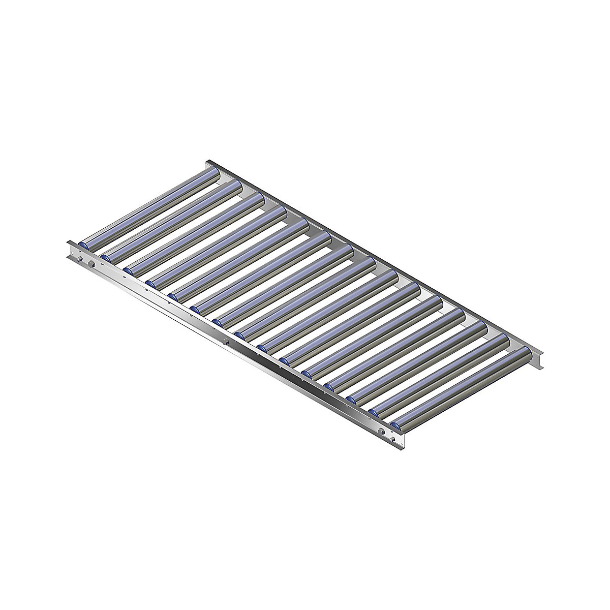 Lichte rollenbaan, aluminium frame met aluminium draagrollen – Gura, baanbreedte 600 mm, asafstand 100 mm, lengte 1,5 m-12