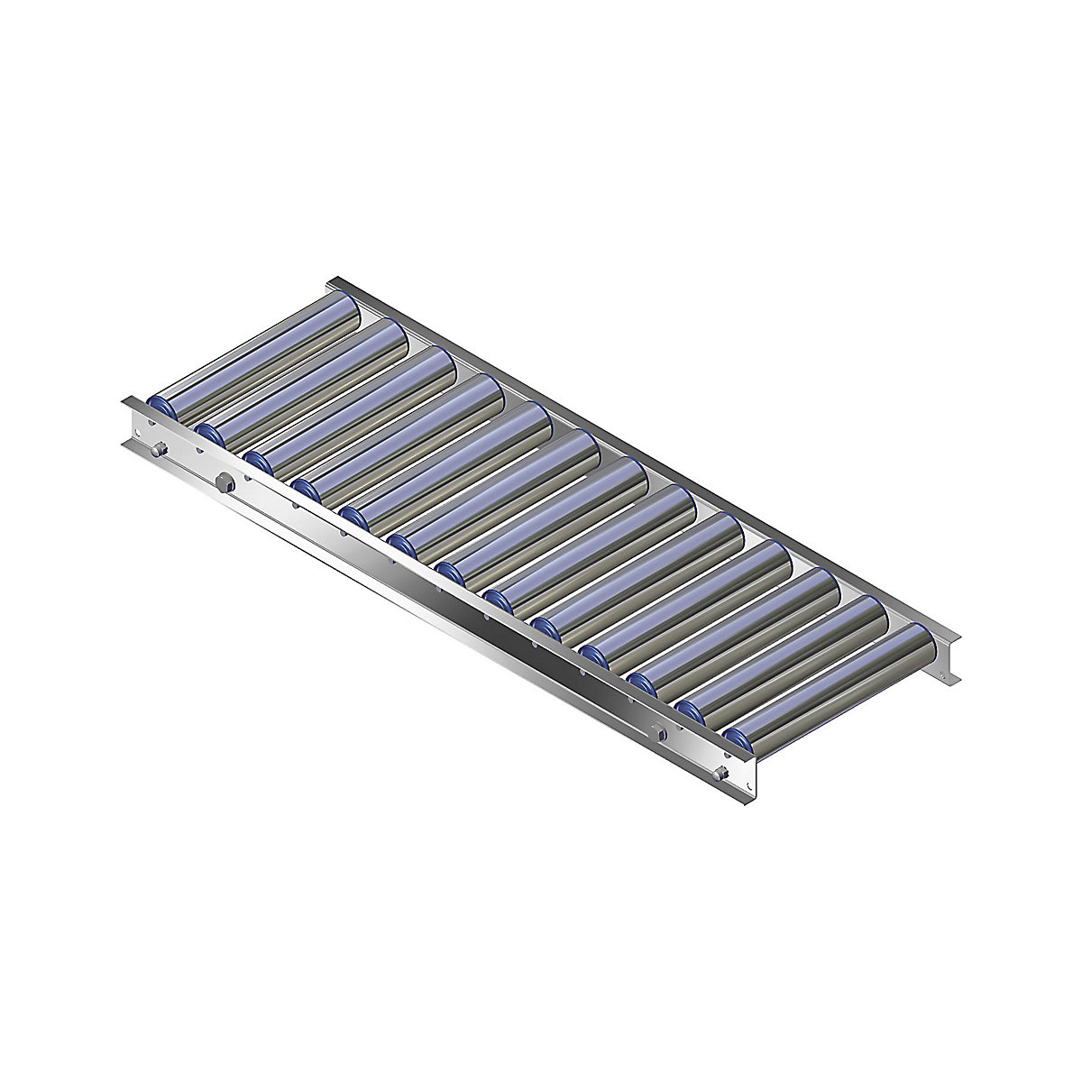 Lichte rollenbaan, aluminium frame met aluminium draagrollen – Gura, baanbreedte 300 mm, asafstand 75 mm, lengte 1 m-8