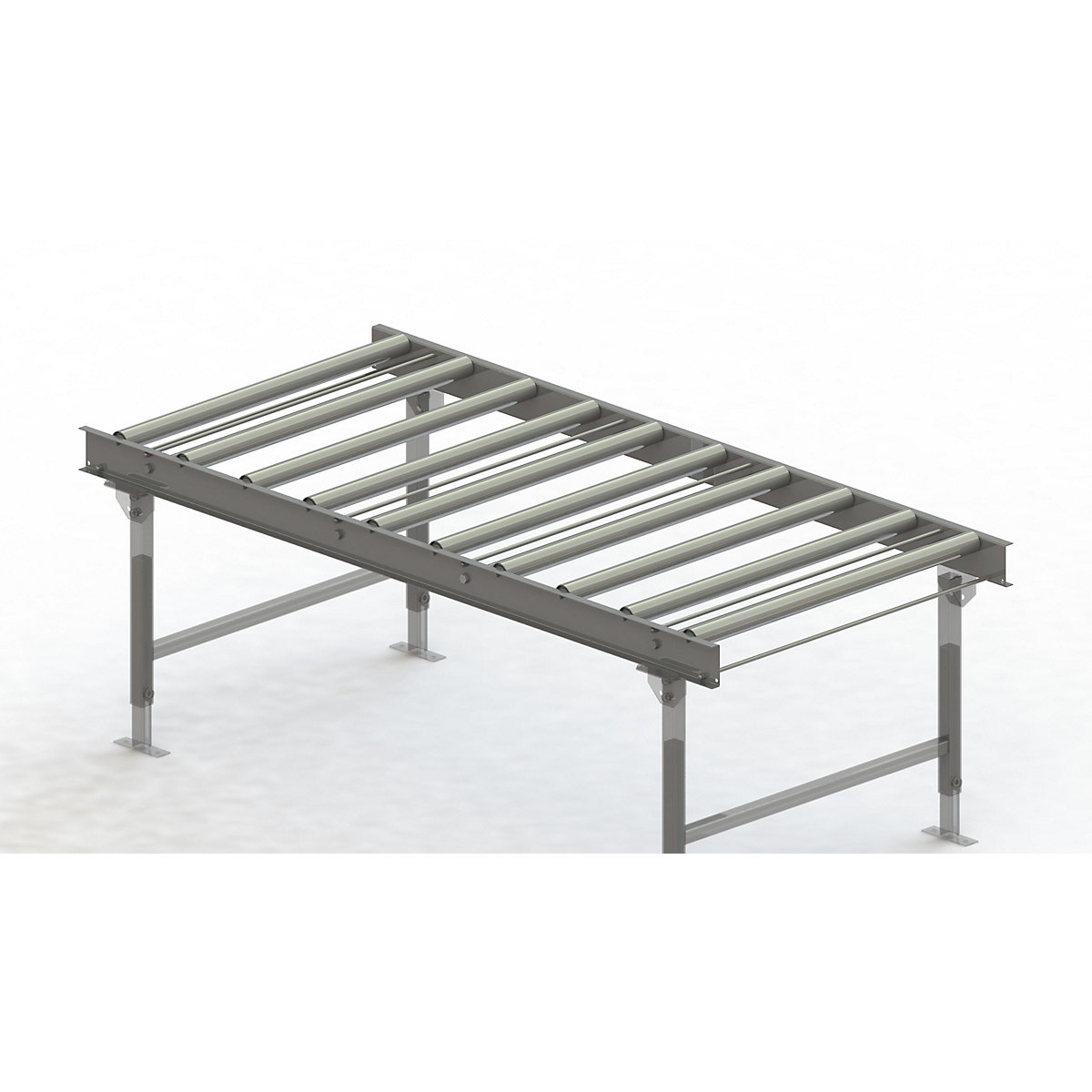 Rollenbaan, stalen frame met stalen draagrollen verzinkt – Gura, baanbreedte 900 mm, asafstand 200 mm, lengte 2 m-6